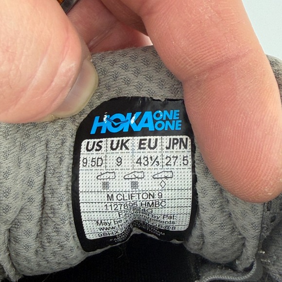 Hoka One One Clifton 9 Mens Running Shoes Grey Size 9.5D Athletic Sneakers Hike - Picture 10 of 13